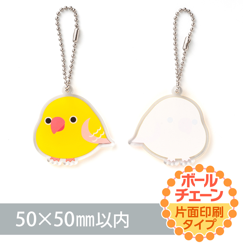 アクリルキーホルダー ボールチェーン オリジナル形状（片面印刷タイプ）W50×H50mm以内