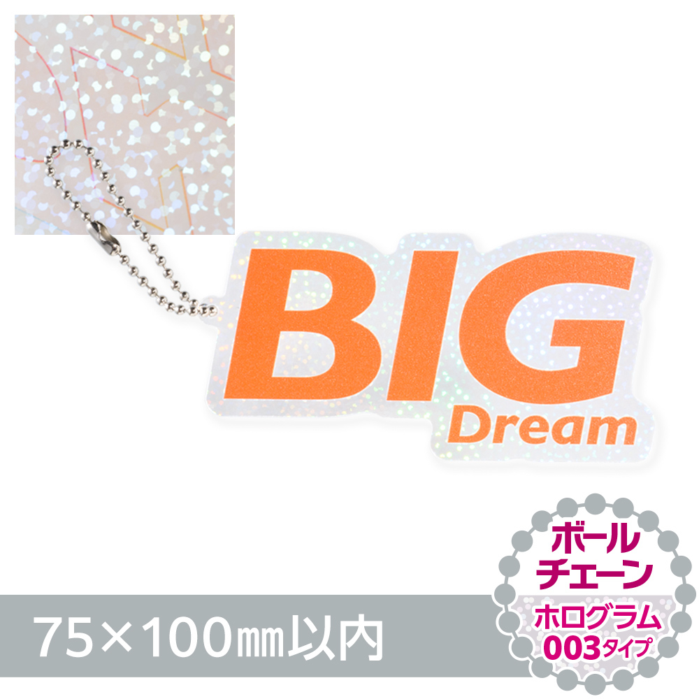 アクリルキーホルダー ボールチェーン オリジナル形状（ホログラム003タイプ）W75×H100mm以内