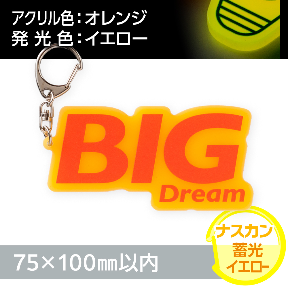 アクリルキーホルダー ナスカン オリジナル形状（蓄光イエロータイプ）W75×H100mm以内